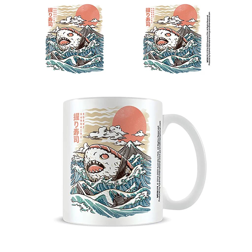 Ilustrata - Sharkiri Sushi White Ceramic Mug - Good Game Anime