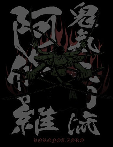 One Piece Zoro Kiki Kyutouryu Ashura T-Shirt Black