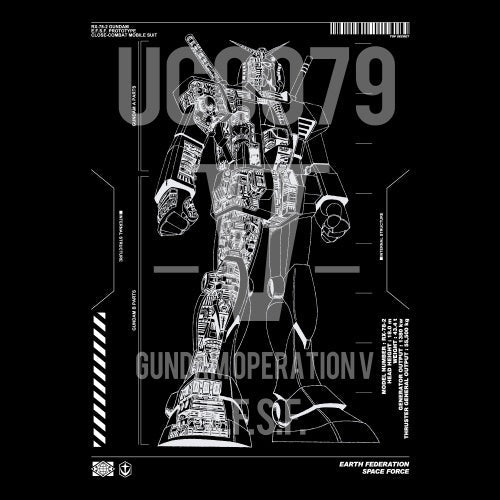 COSPA - Mobile Suit Gundam Operation V RX-78-2 Gundam T-shirt Black - Good Game Anime